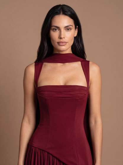 Noelani Cutout Maxi Dress - Cherry Lacquer
