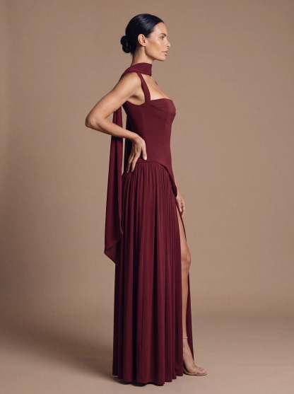 Noelani Cutout Maxi Dress - Cherry Lacquer