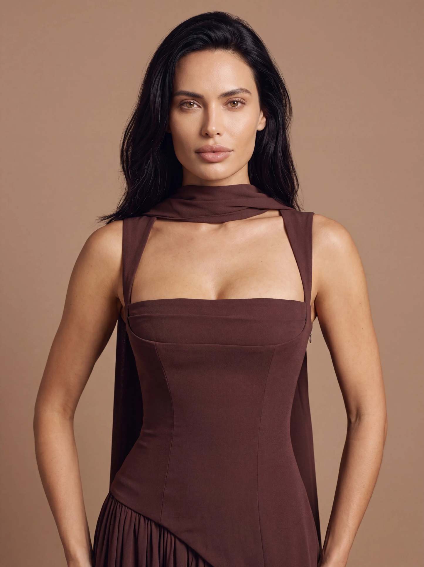 Noelani Cutout Maxi Dress - Plum Brown