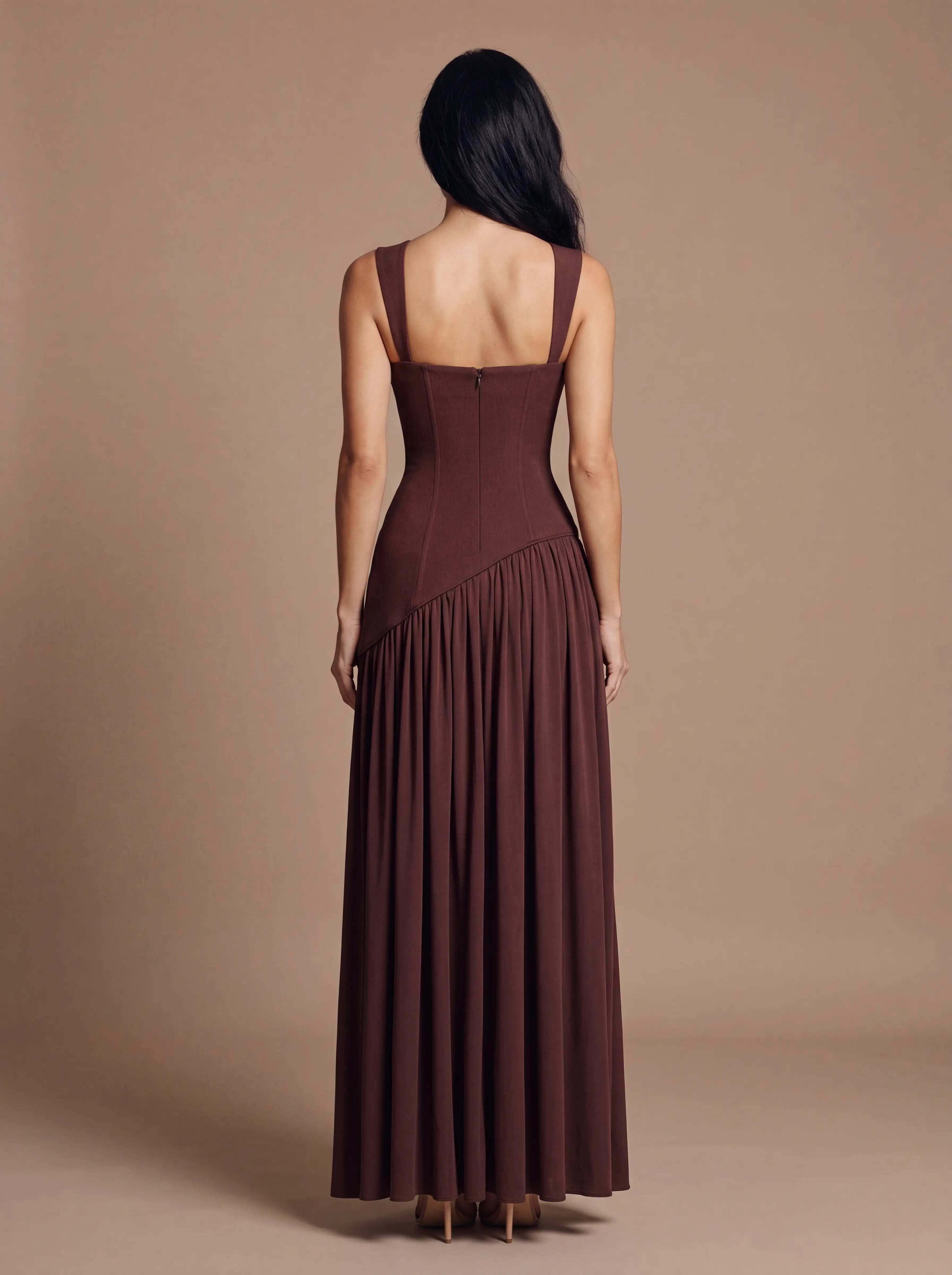Noelani Cutout Maxi Dress - Plum Brown
