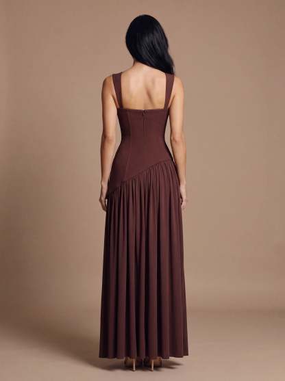 Noelani Cutout Maxi Dress - Plum Brown