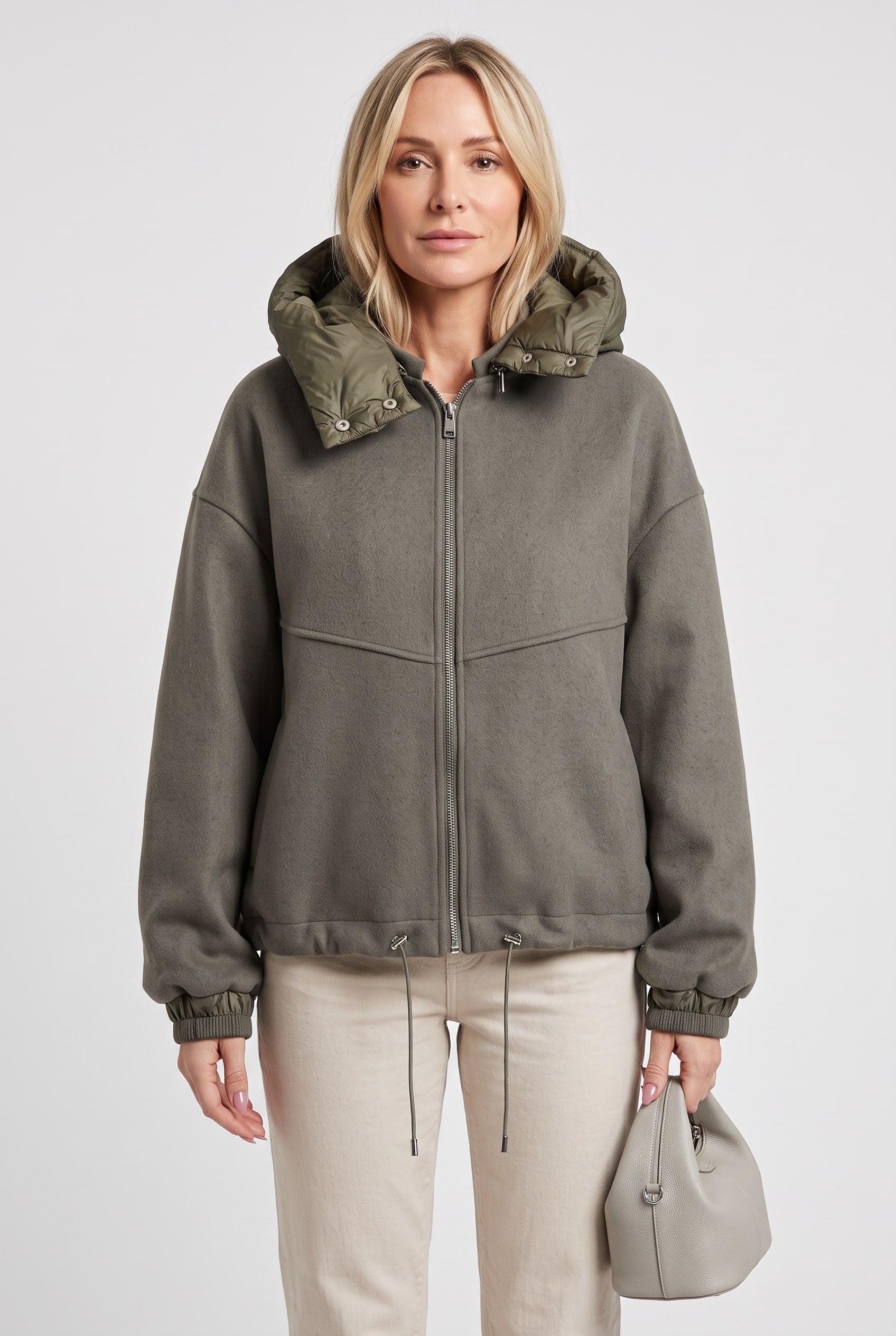 Nola Oversized Padded Hood Jacket - Olive