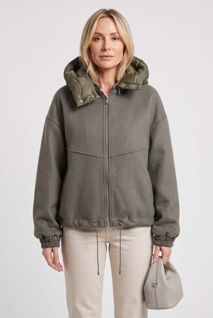Nola Oversized Padded Hood Jacket - Olive