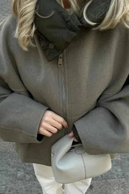 Nola Oversized Padded Hood Jacket - Olive