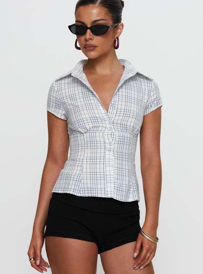 Norelle Plaid Blouse - Blue