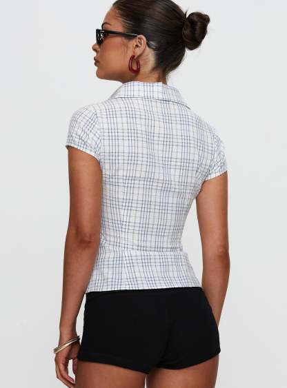 Norelle Plaid Blouse - Blue