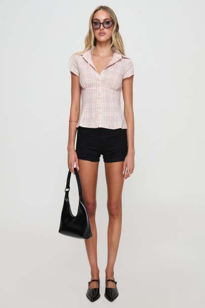 Norelle Plaid Blouse - Pink