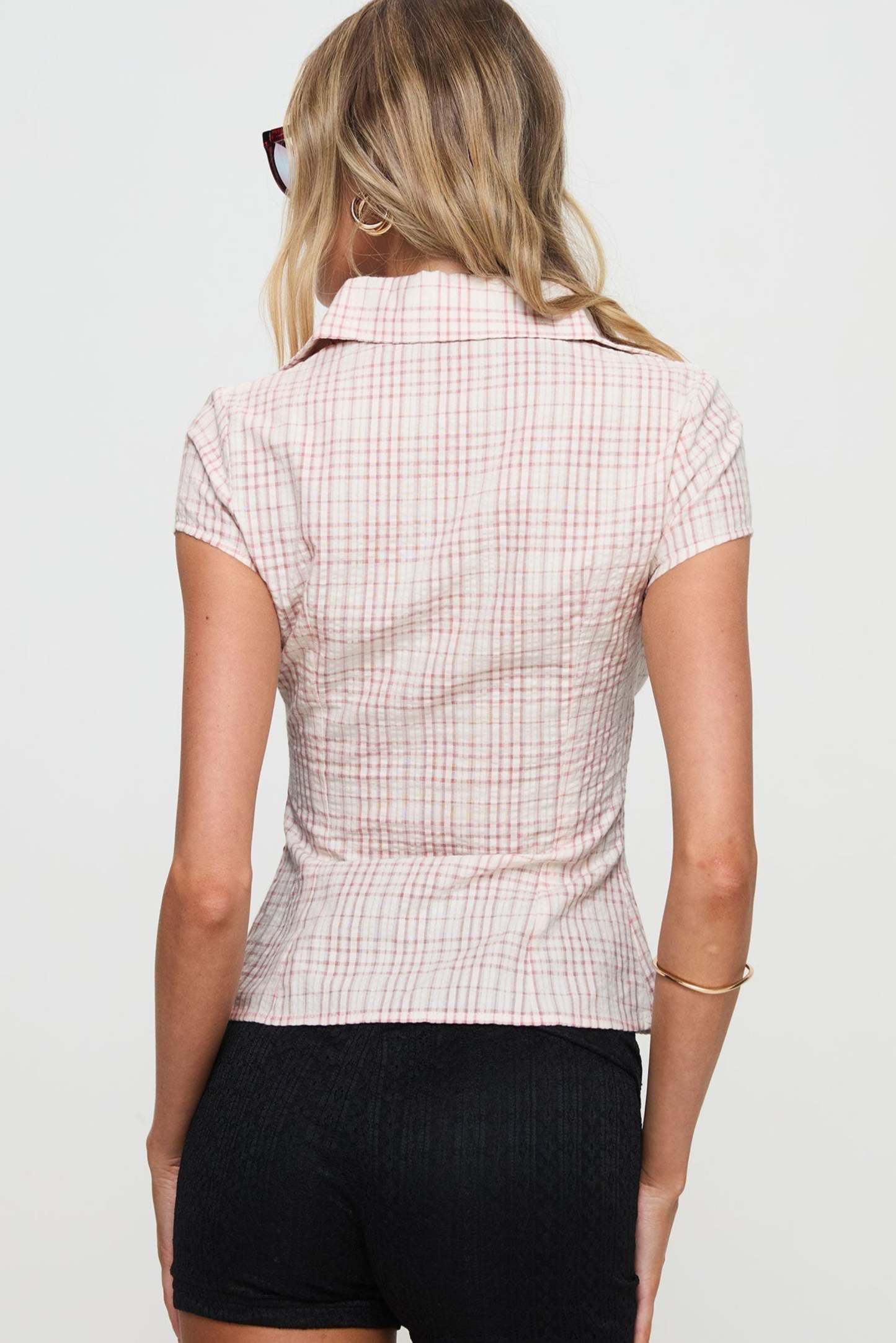 Norelle Plaid Blouse - Pink