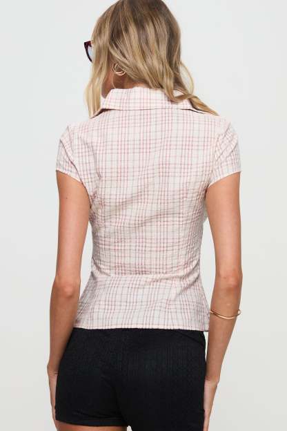 Norelle Plaid Blouse - Pink