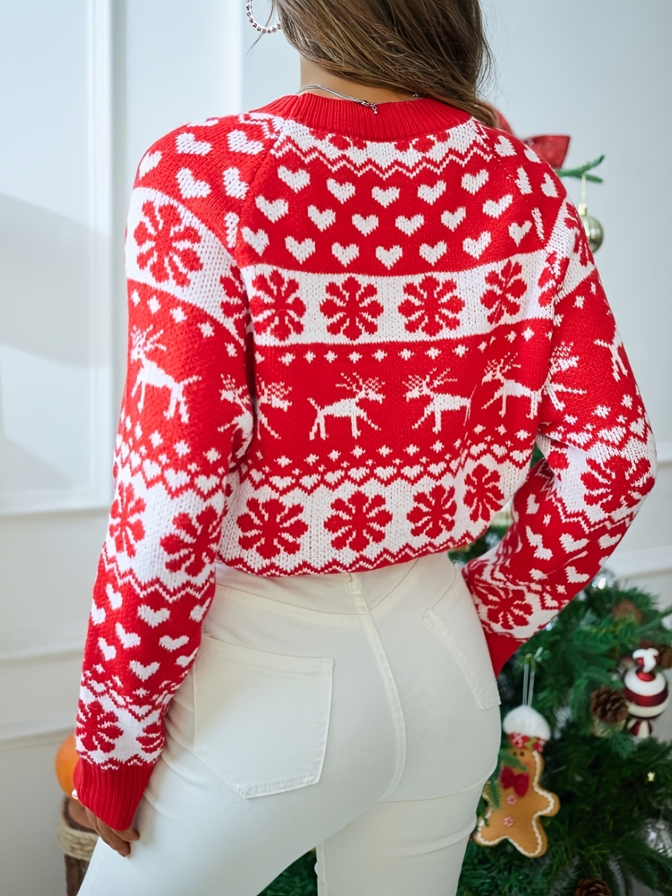 Nyssa Festive Fair Isle Sweater - Red Fair Isle