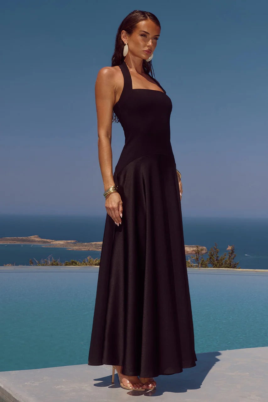 Odina Halter Maxi Dress - Black
