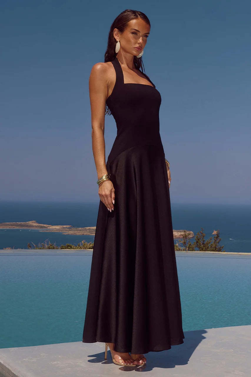 Odina Halter Maxi Dress - Black