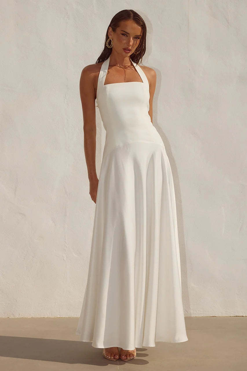 Odina Halter Maxi Dress - Ivory