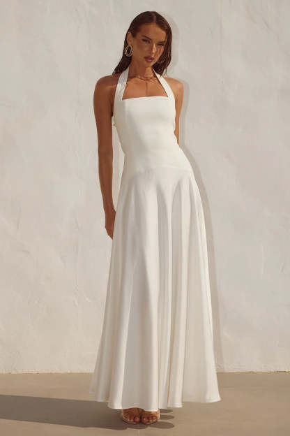 Odina Halter Maxi Dress - Ivory