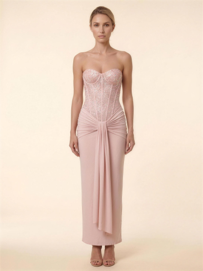 Olympe Corset Maxi Dress - Blush Pink