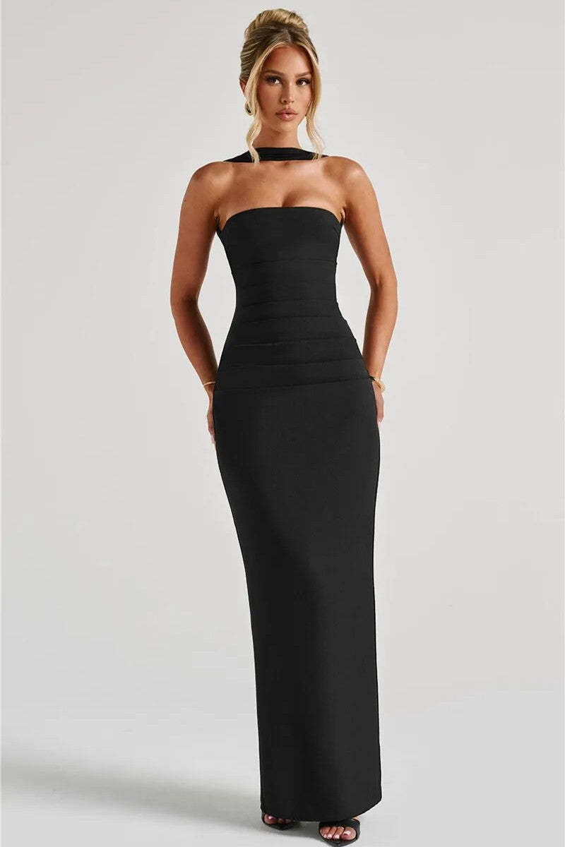 Onifa Scarf Maxi Dress - Black