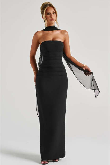 Onifa Scarf Maxi Dress - Black