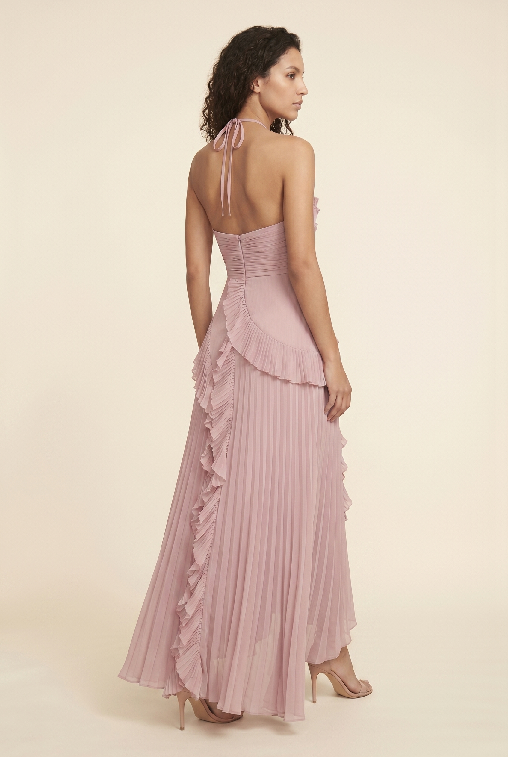 Persia Halter Ruffle Maxi Dress - Dusty Pink