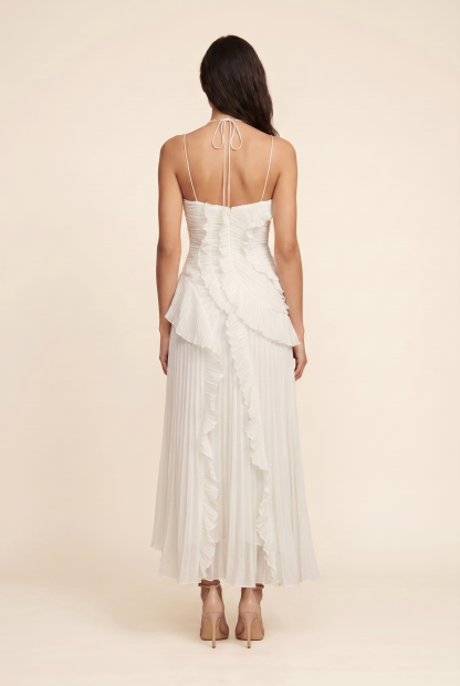 Persia Halter Ruffle Maxi Dress - Ivory