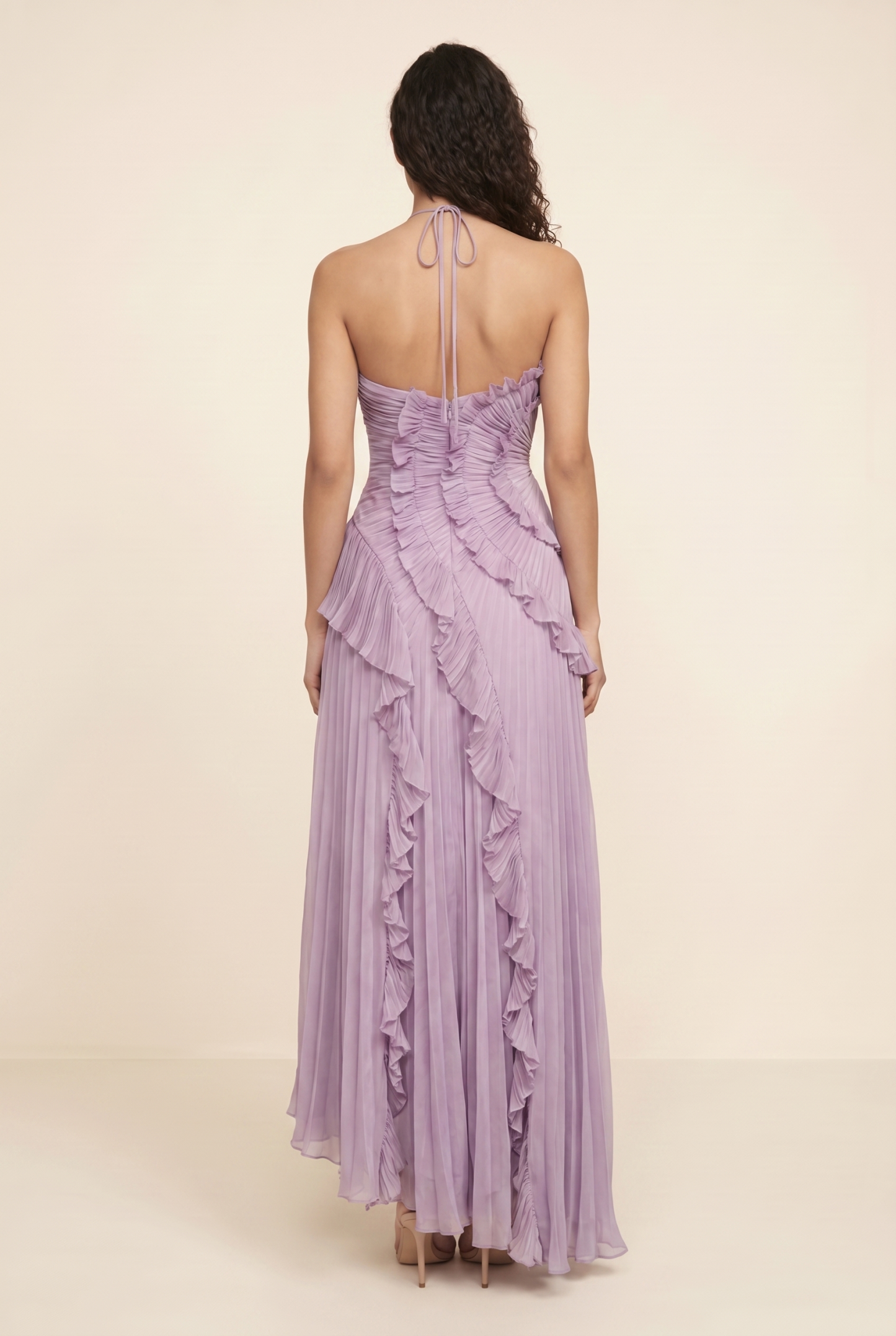 Persia Halter Ruffle Maxi Dress - Lavender
