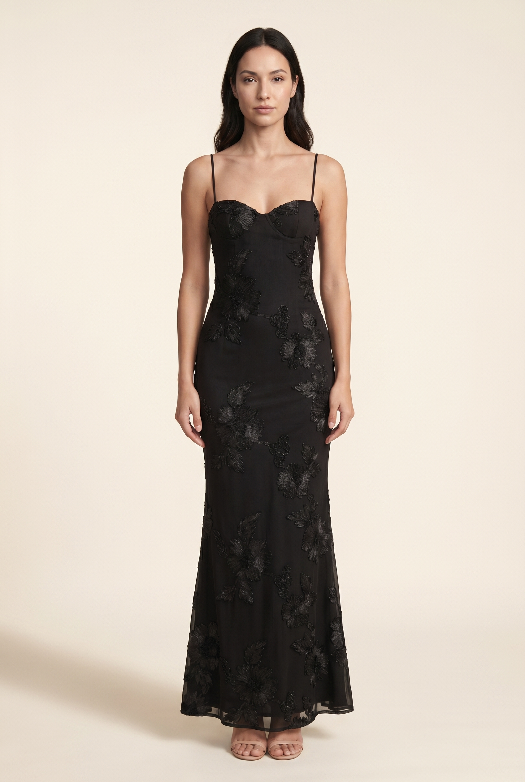 Quintessa Lace-Up Back Maxi Dress - Black