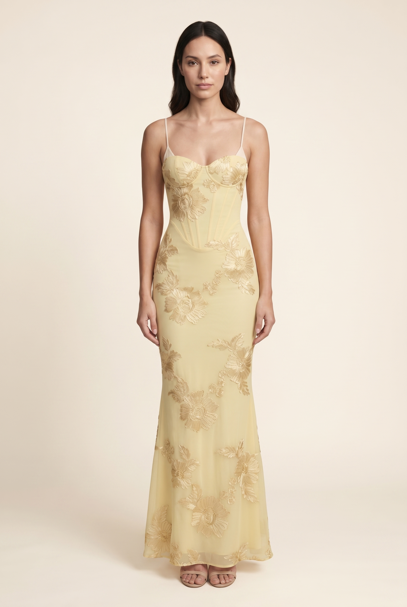 Quintessa Lace-Up Back Maxi Dress - Lemon