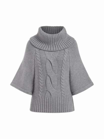 Raelyn Wide Neck Cable Knit Sweater - Gray