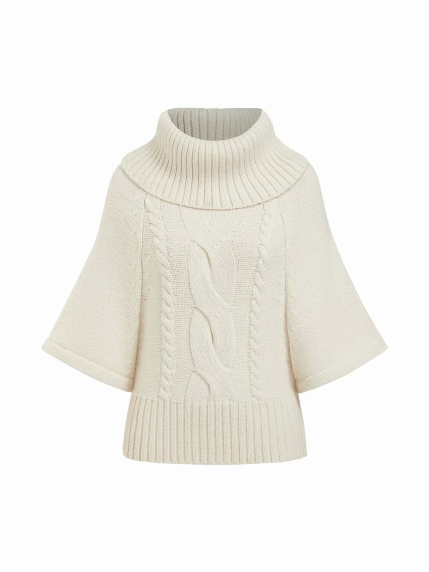 Raelyn Wide Neck Cable Knit Sweater - White