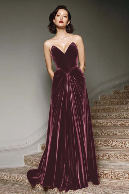 Raphaelle Velvet Maxi Dress - Plum