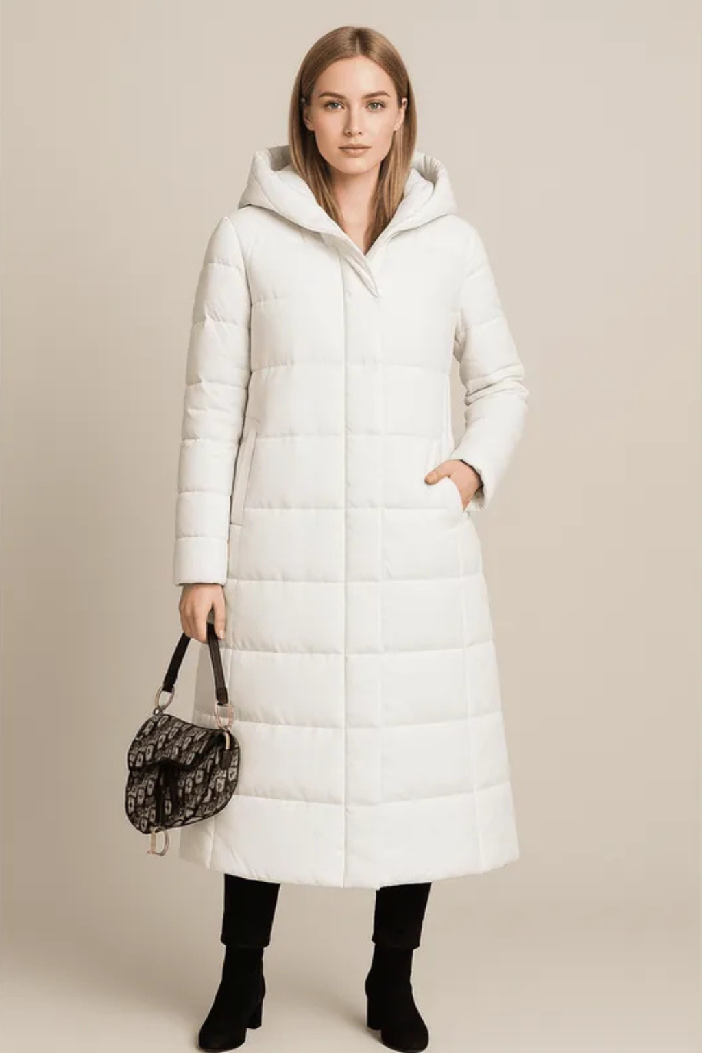 Rhea Hooded Quilted Longline Puffer Coat