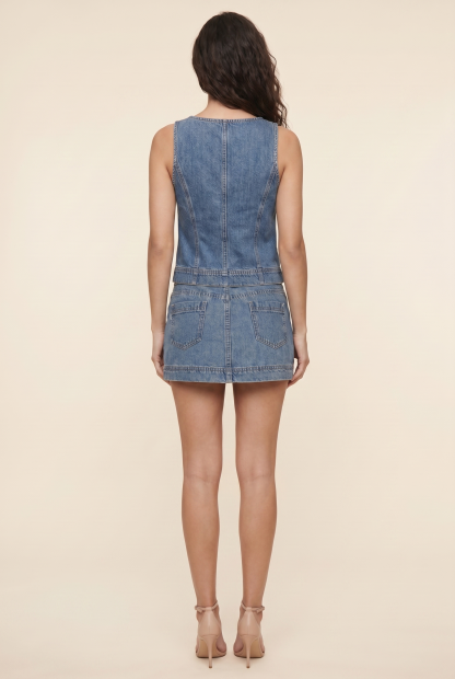 Ruxandra Lace-Up Denim Set - Medium Blue Denim