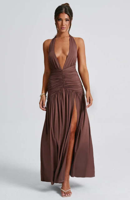 Sable Halter Maxi Dress - Mocha