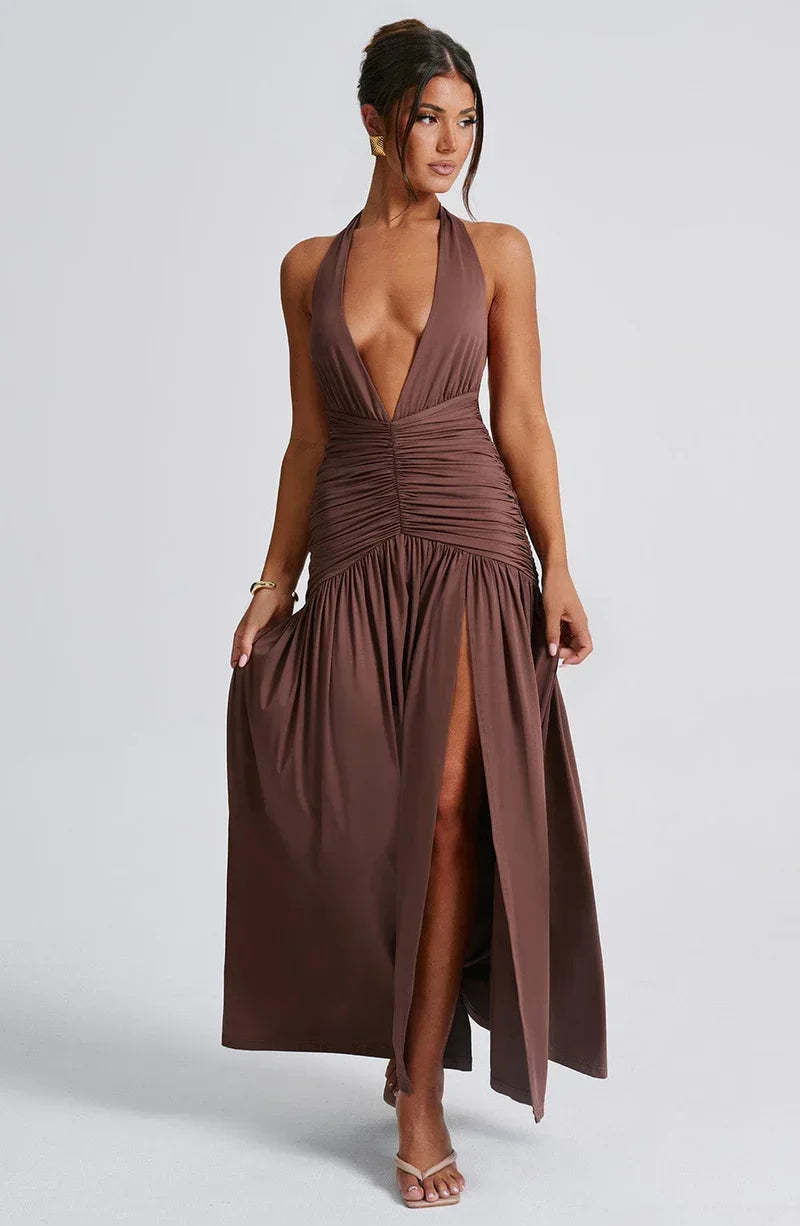 Sable Halter Maxi Dress - Mocha