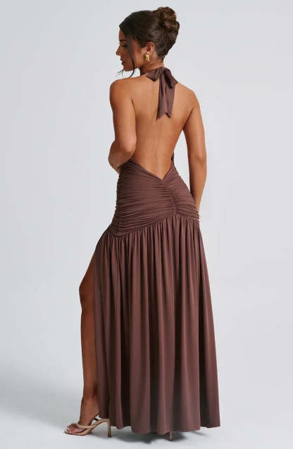 Sable Halter Maxi Dress - Mocha