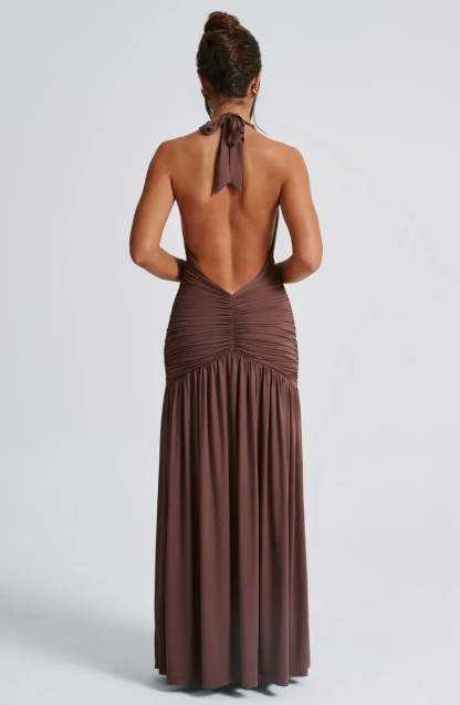 Sable Halter Maxi Dress - Mocha