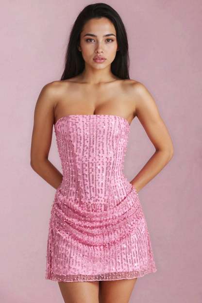 Saphira Strapless Mini Dress - Pink