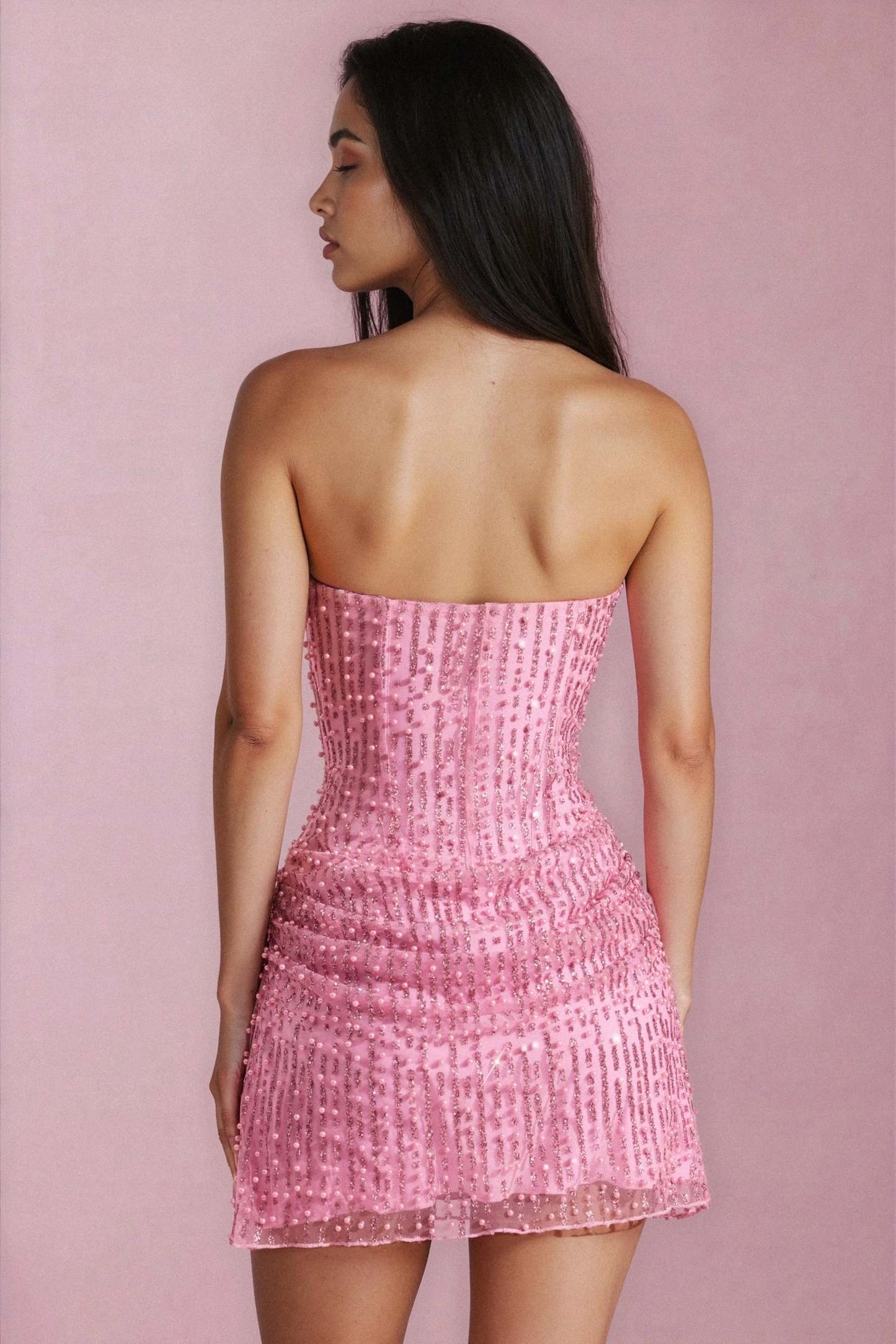Saphira Strapless Mini Dress - Pink
