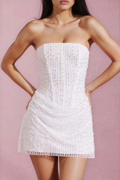 Saphira Strapless Mini Dress - White