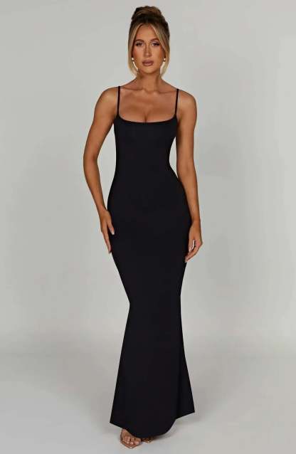Sascha Scoop Neck Maxi Dress - Black