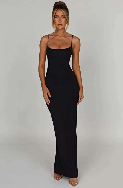 Sascha Scoop Neck Maxi Dress - Black