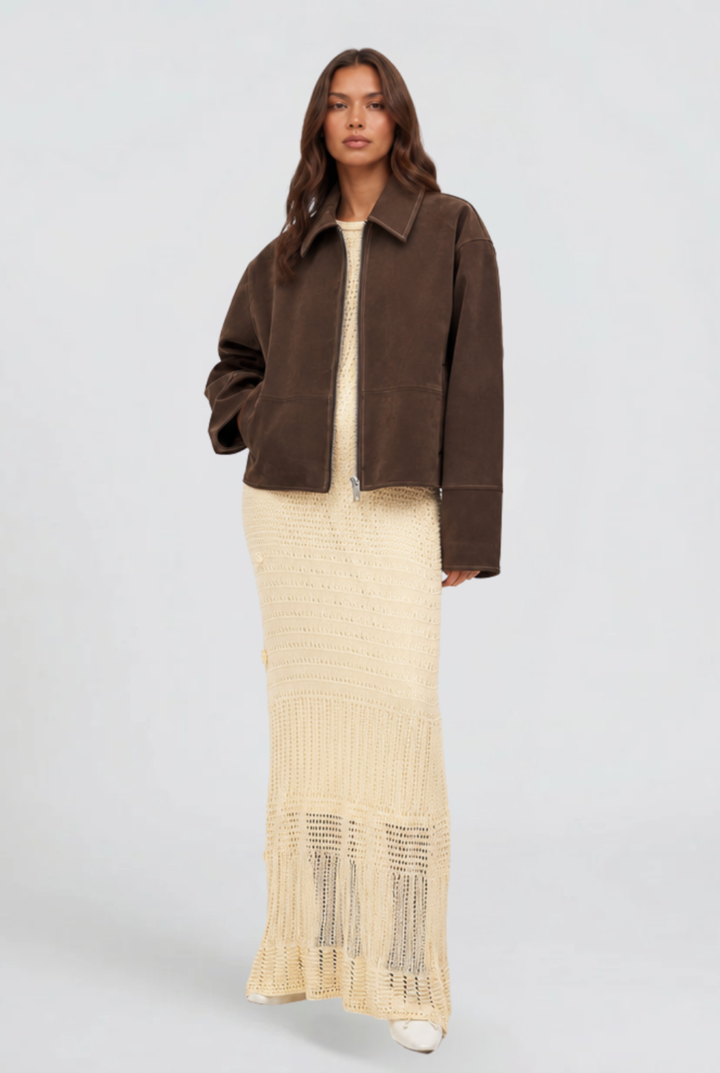 Savannah Cropped Zip Suede Jacket
