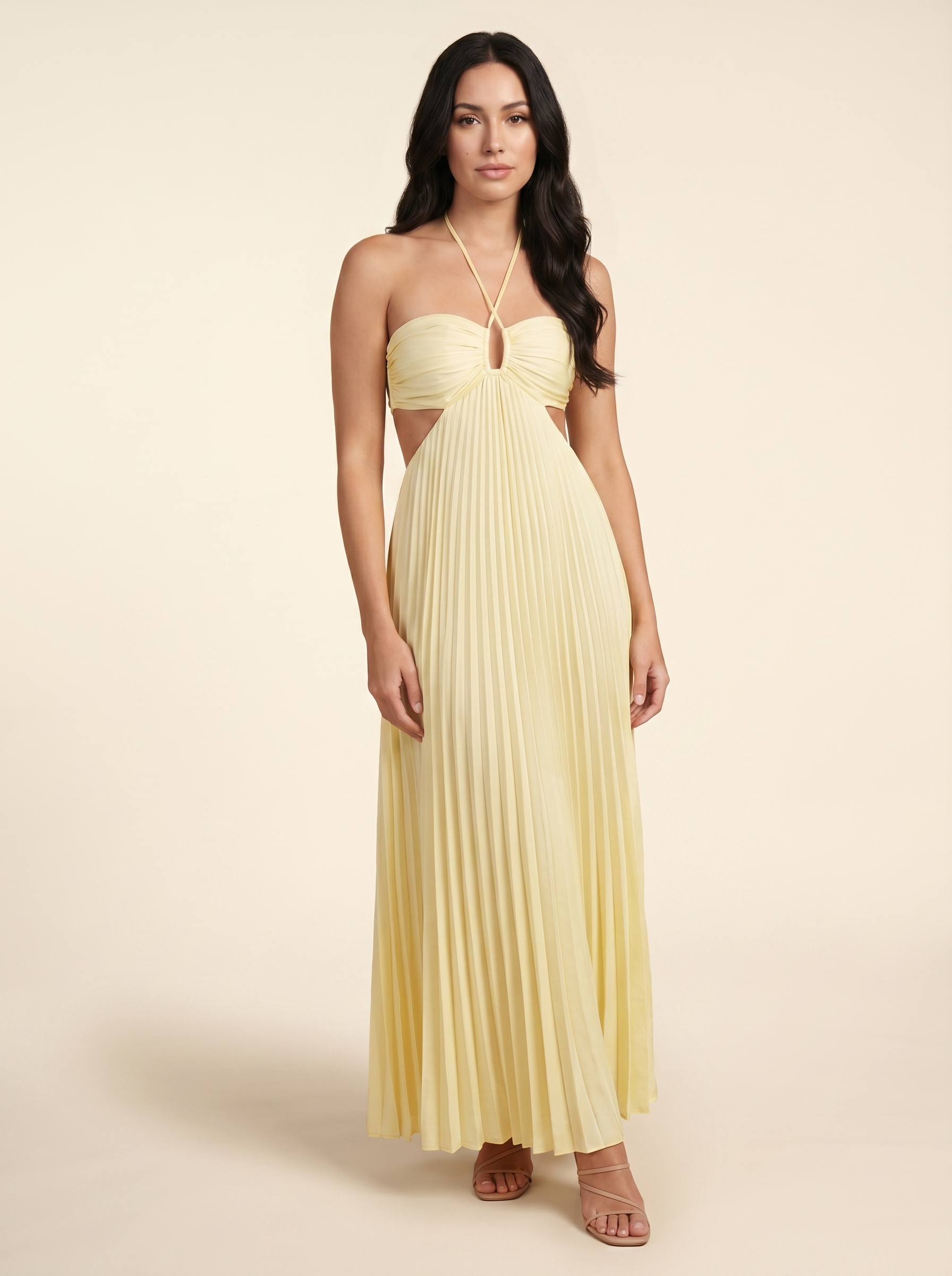 Seraphine Halter Maxi Dress - Butter Yellow