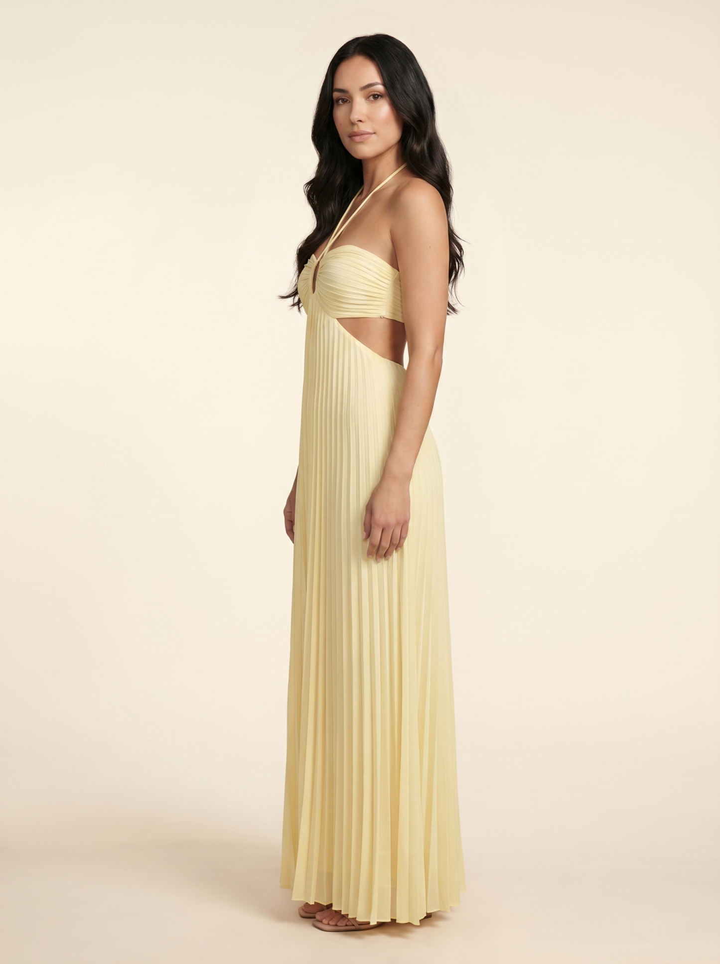 Seraphine Halter Maxi Dress - Butter Yellow
