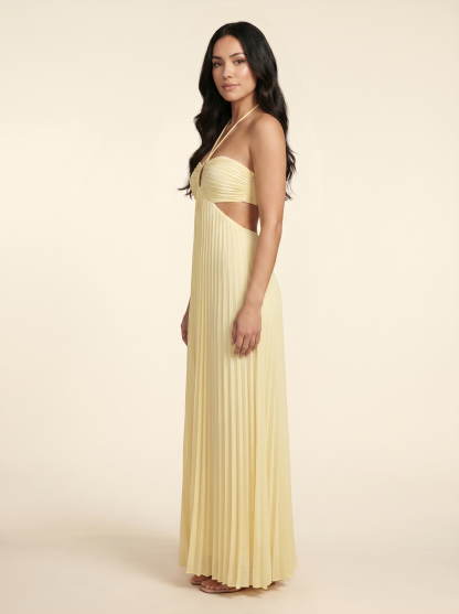 Seraphine Halter Maxi Dress - Butter Yellow