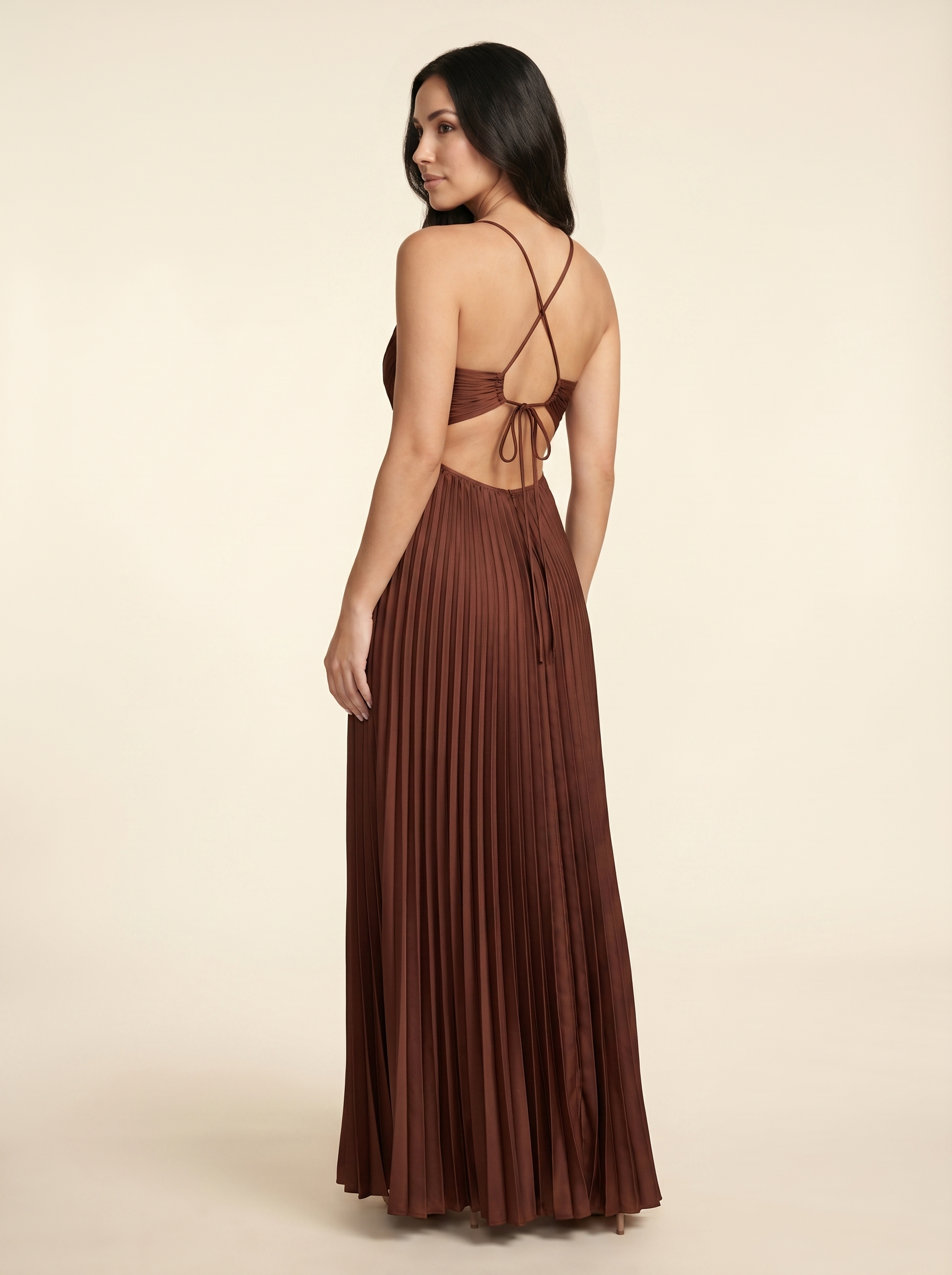 Seraphine Halter Maxi Dress - Chocolate Brown