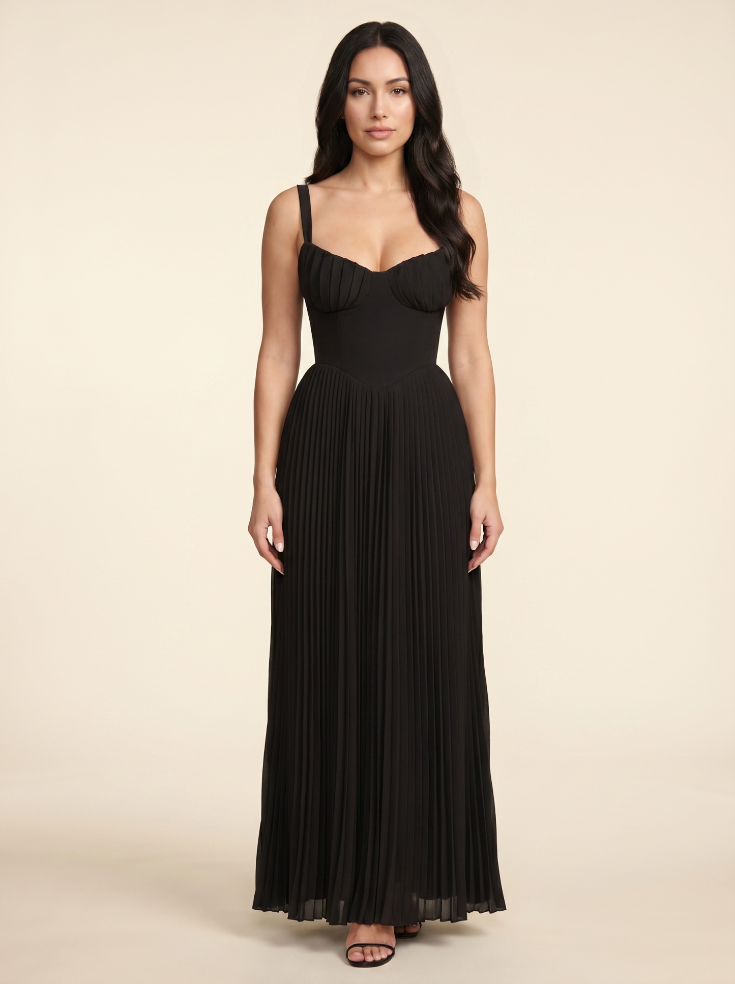 Sidonie Pleated Maxi Dress - Black