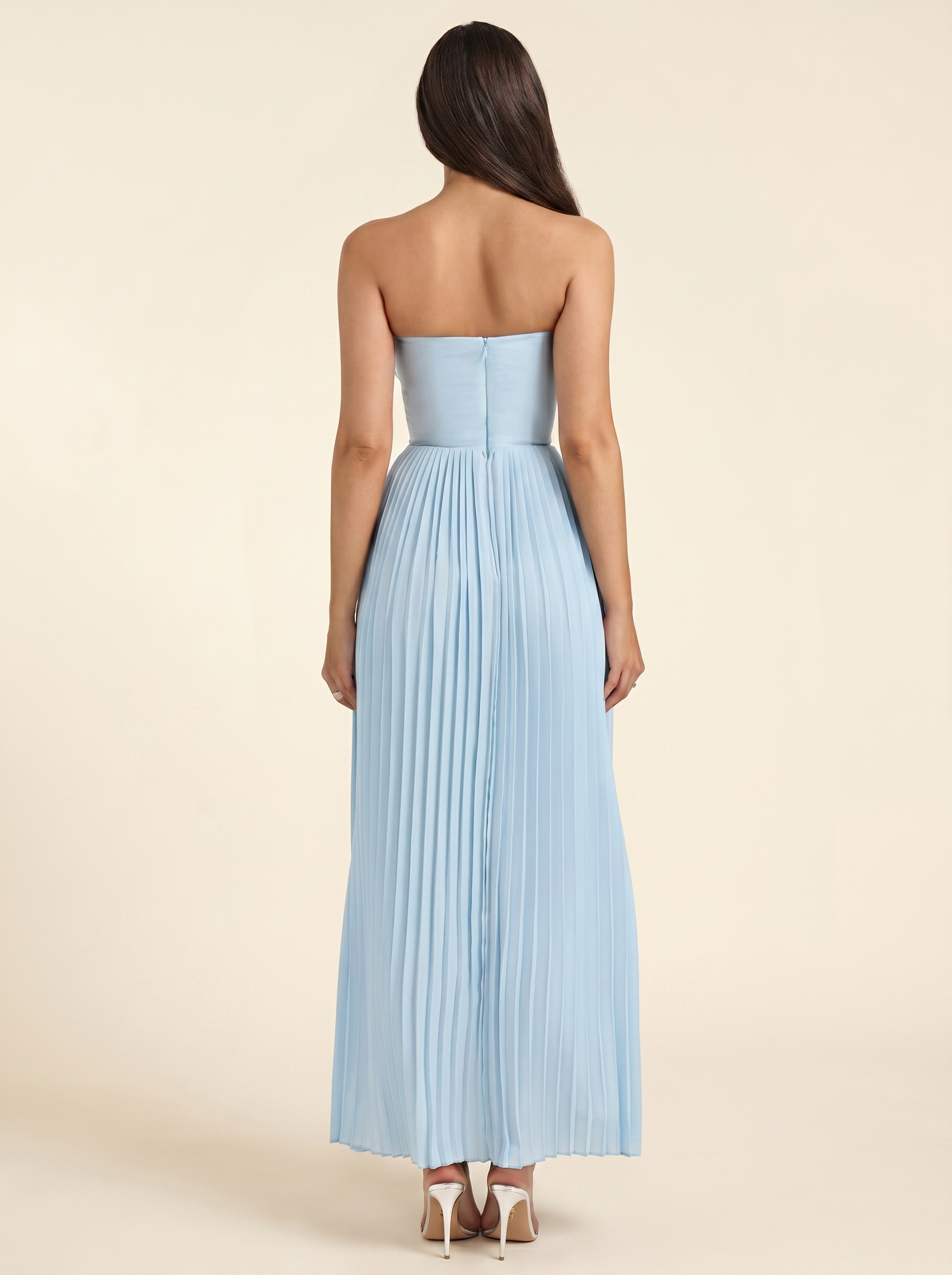 Sidonie Pleated Maxi Dress - Sky Blue