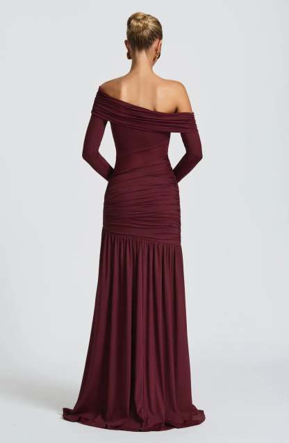 Women's Cocktail One Shoulder Slit Maxi Dress
