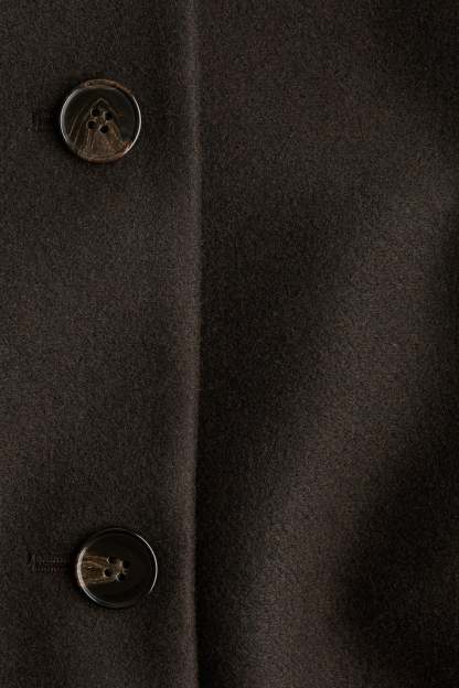 Solveig Detachable Shawl Collar Coat - Dark Brown
