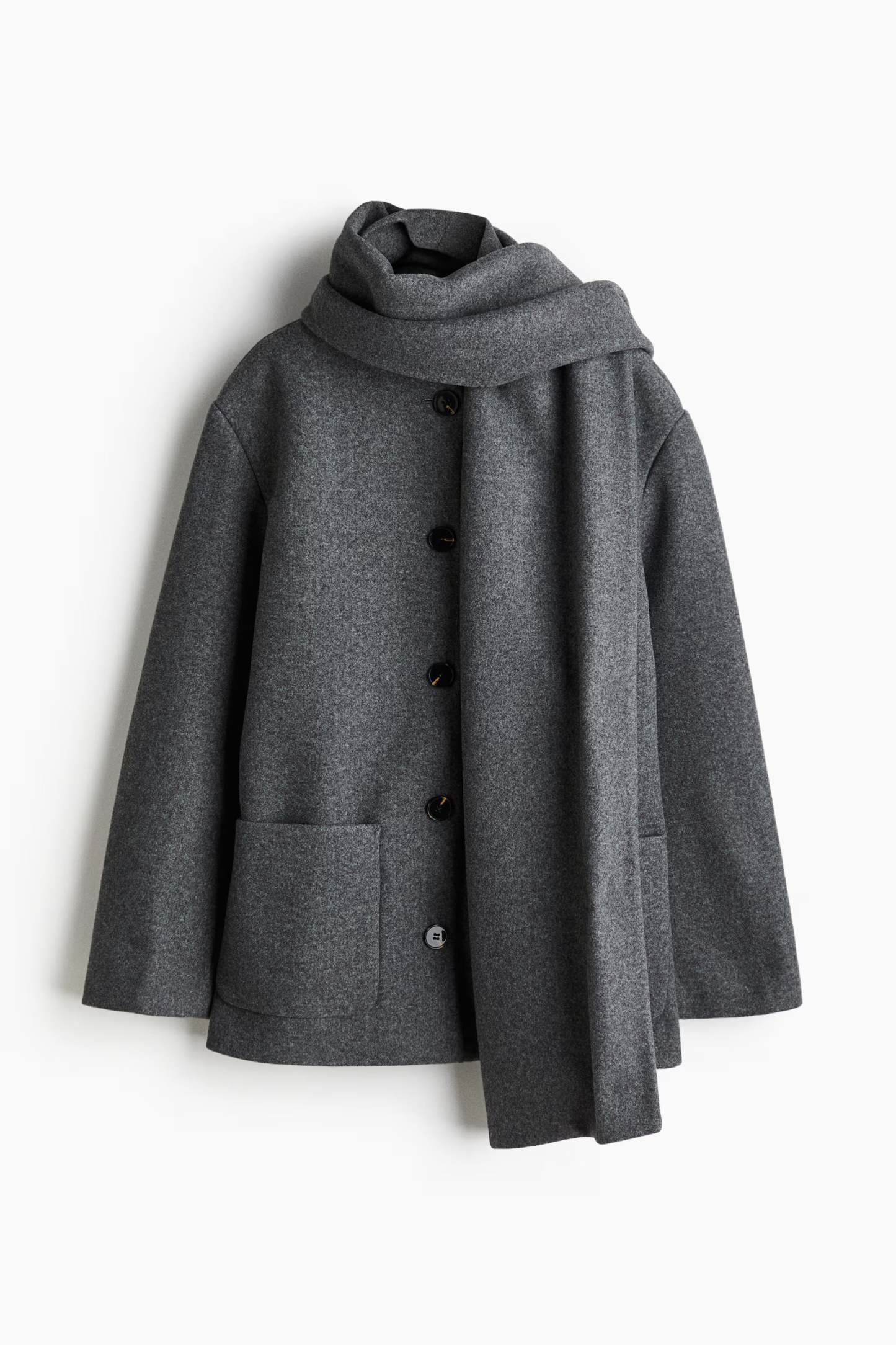 Solveig Detachable Shawl Collar Coat - Dark Gray